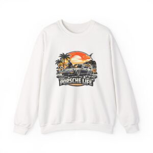 Porsche Life Crewneck Sweatshirt – Vintage Sunset Palm Car Graphic
